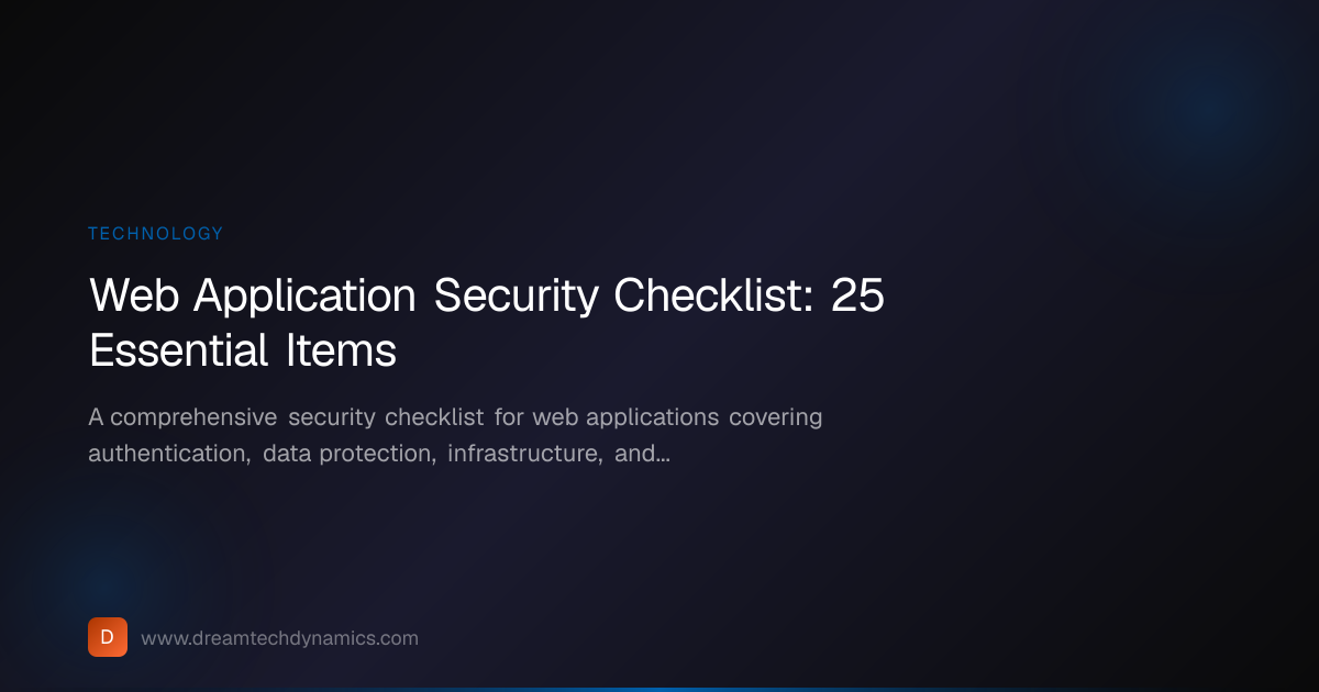 Web App Security Checklist | DreamTech Dynamics